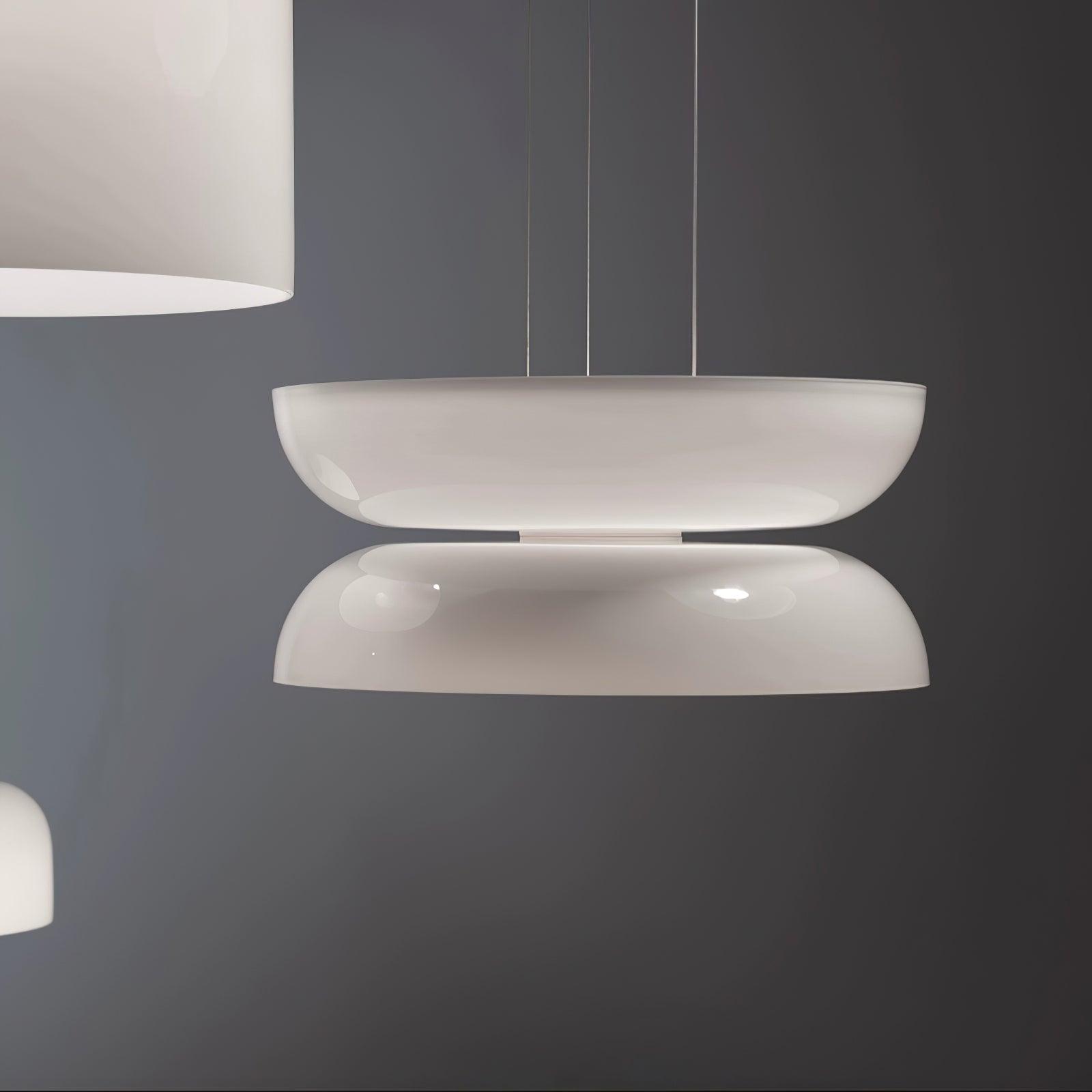 Modern Totem LED Blown Glass Pendant Lamp Geometric White Modular Hanging Fixture