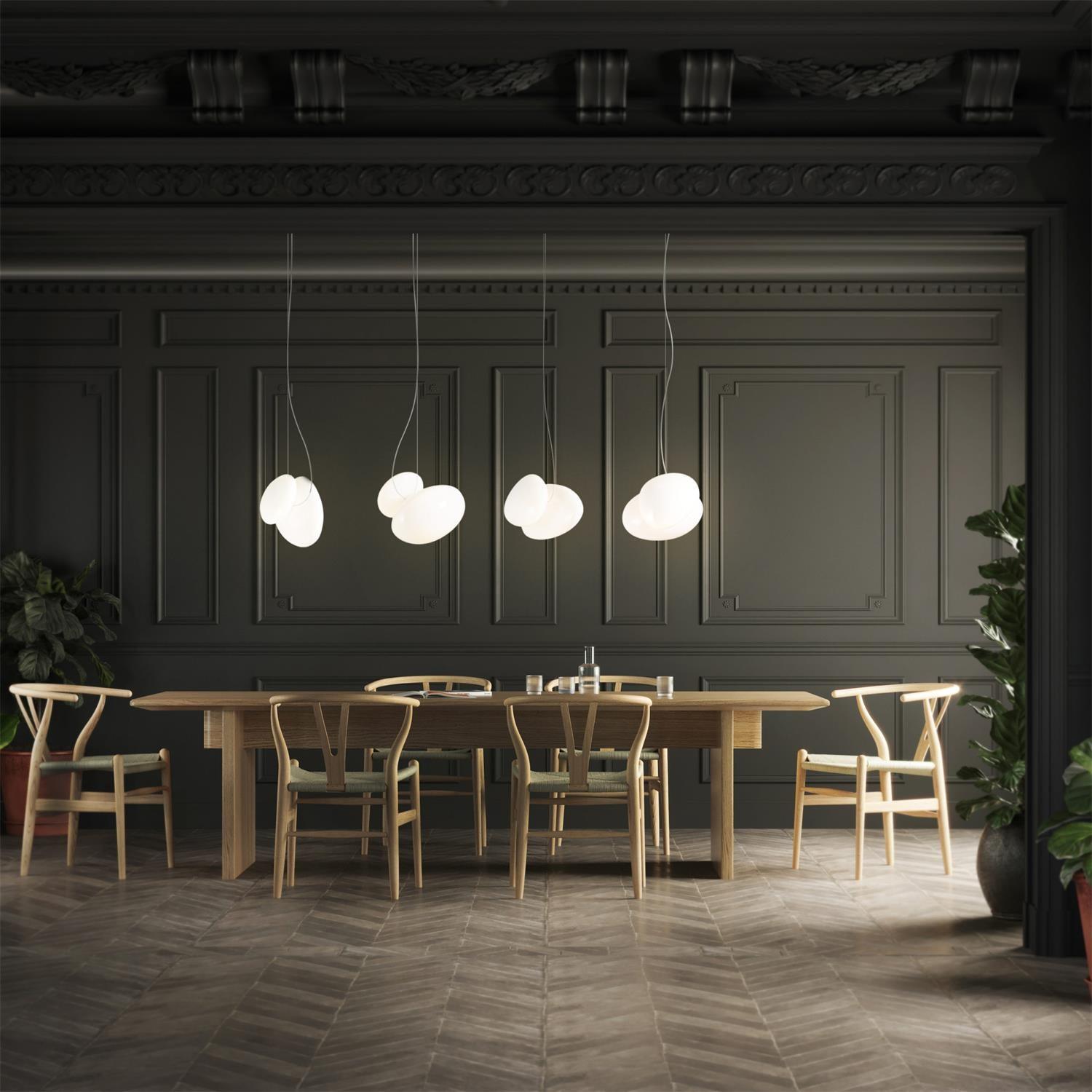 Modern Translucent Frosted Glass Pendant Light with Hand Blown Pebble Shape Design