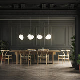 Modern Translucent Frosted Glass Pendant Light with Hand Blown Pebble Shape Design