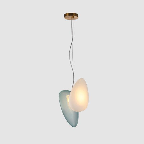 Modern Translucent Frosted Glass Pendant Light with Hand Blown Pebble Shape Design