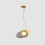 Modern Translucent Frosted Glass Pendant Light with Hand Blown Pebble Shape Design