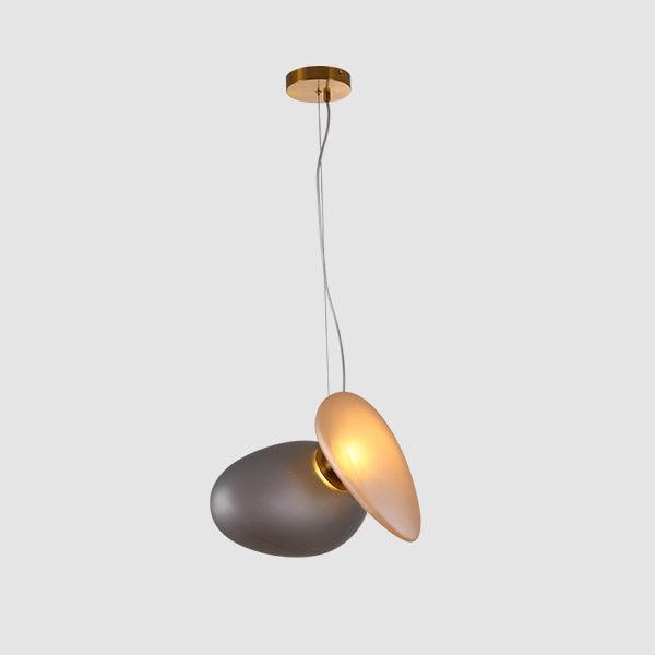 Modern Translucent Frosted Glass Pendant Light with Hand Blown Pebble Shape Design