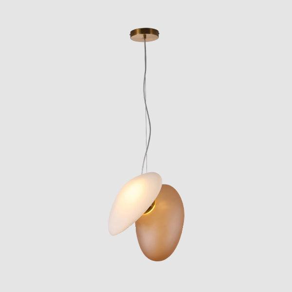 Modern Translucent Frosted Glass Pendant Light with Hand Blown Pebble Shape Design