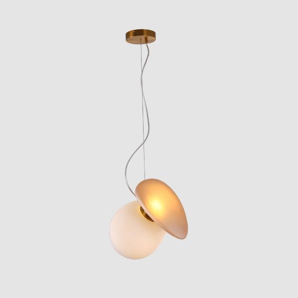 Modern Translucent Frosted Glass Pendant Light with Hand Blown Pebble Shape Design