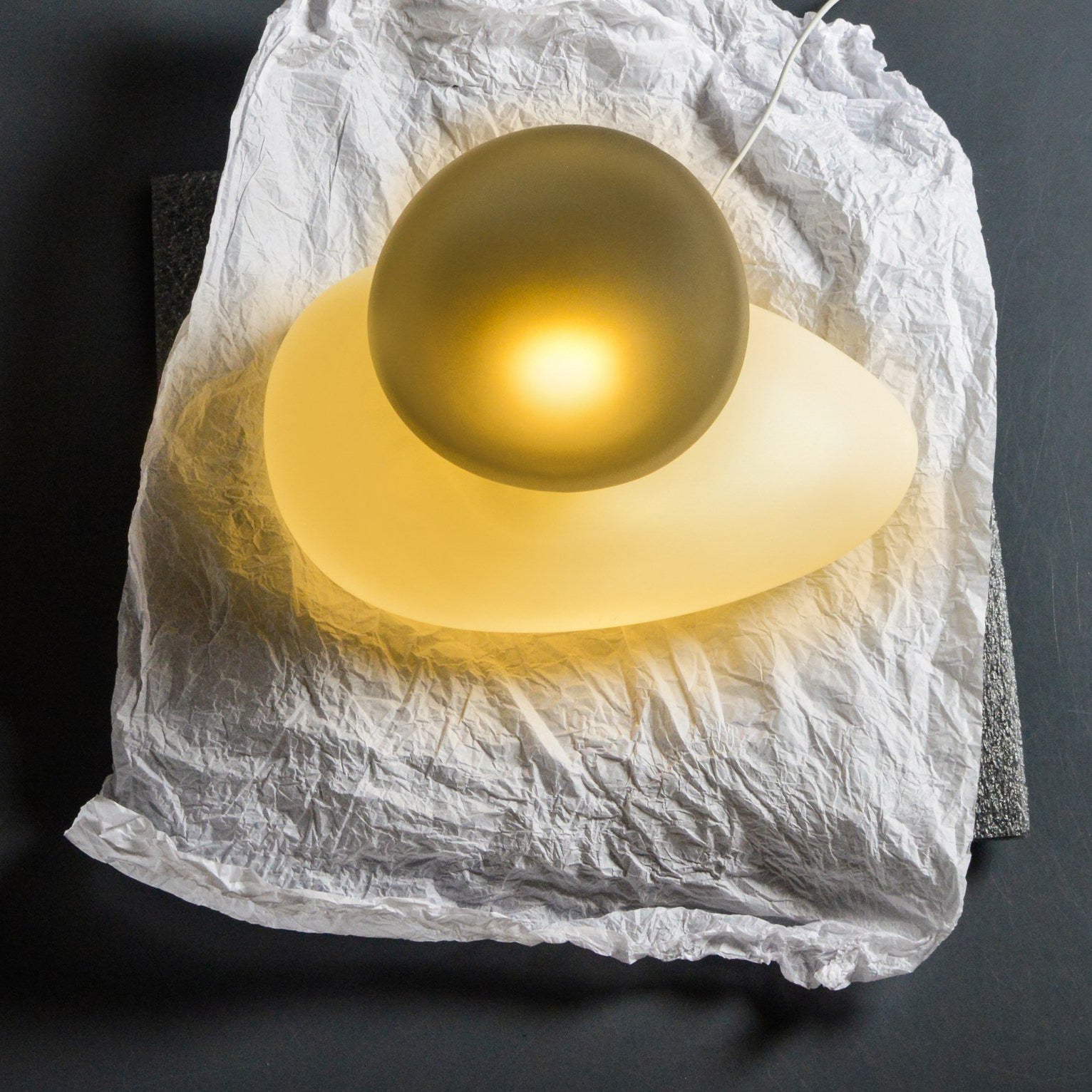Modern Translucent Frosted Glass Pendant Light with Hand Blown Pebble Shape Design