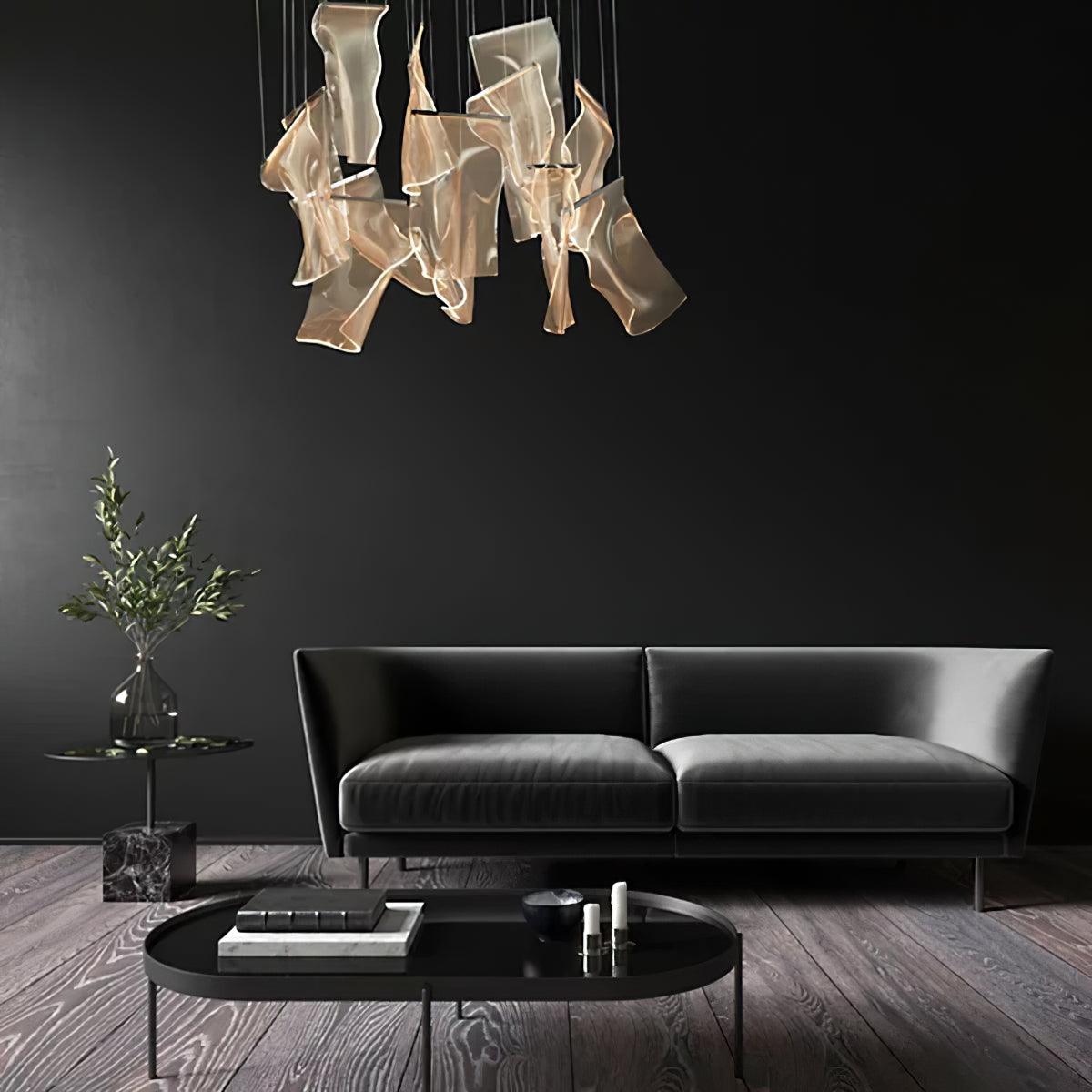 Modern Transparent Acrylic LED Multi Light Pendant Chandelier Sculpture