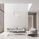 Modern Transparent Acrylic LED Multi Light Pendant Chandelier Sculpture