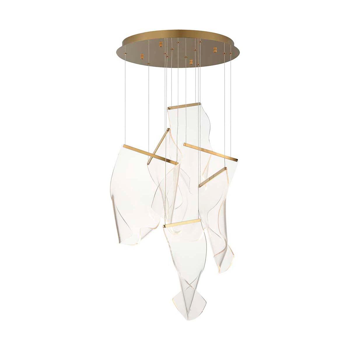 Modern Transparent Acrylic LED Multi Light Pendant Chandelier Sculpture