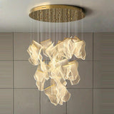 Modern Transparent Acrylic LED Multi Light Pendant Chandelier Sculpture