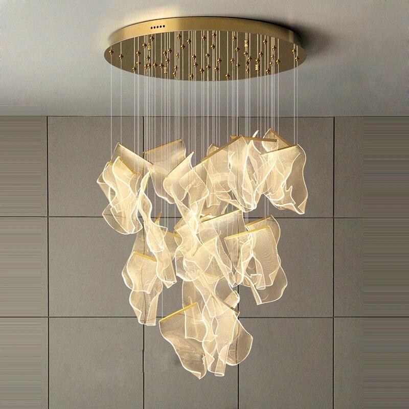 Modern Transparent Acrylic LED Multi Light Pendant Chandelier Sculpture
