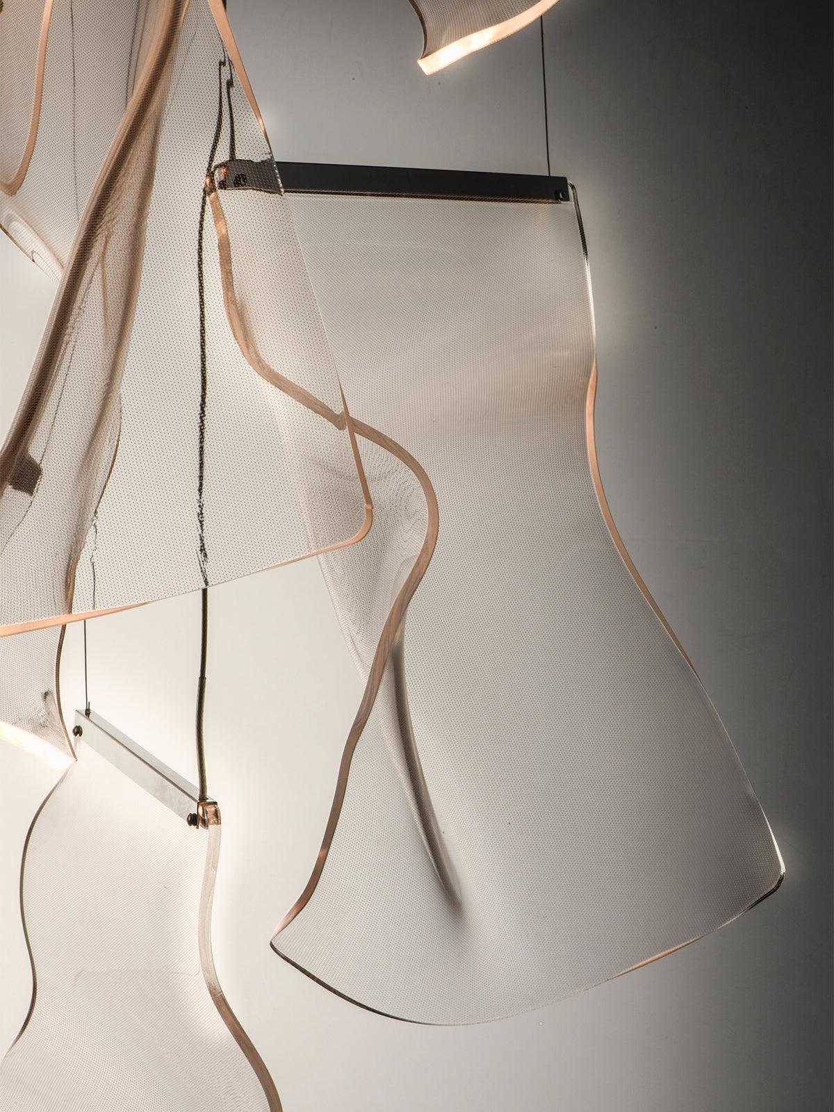 Modern Transparent Acrylic LED Multi Light Pendant Chandelier Sculpture