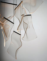 Modern Transparent Acrylic LED Multi Light Pendant Chandelier Sculpture