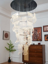 Modern Transparent Acrylic LED Multi Light Pendant Chandelier Sculpture