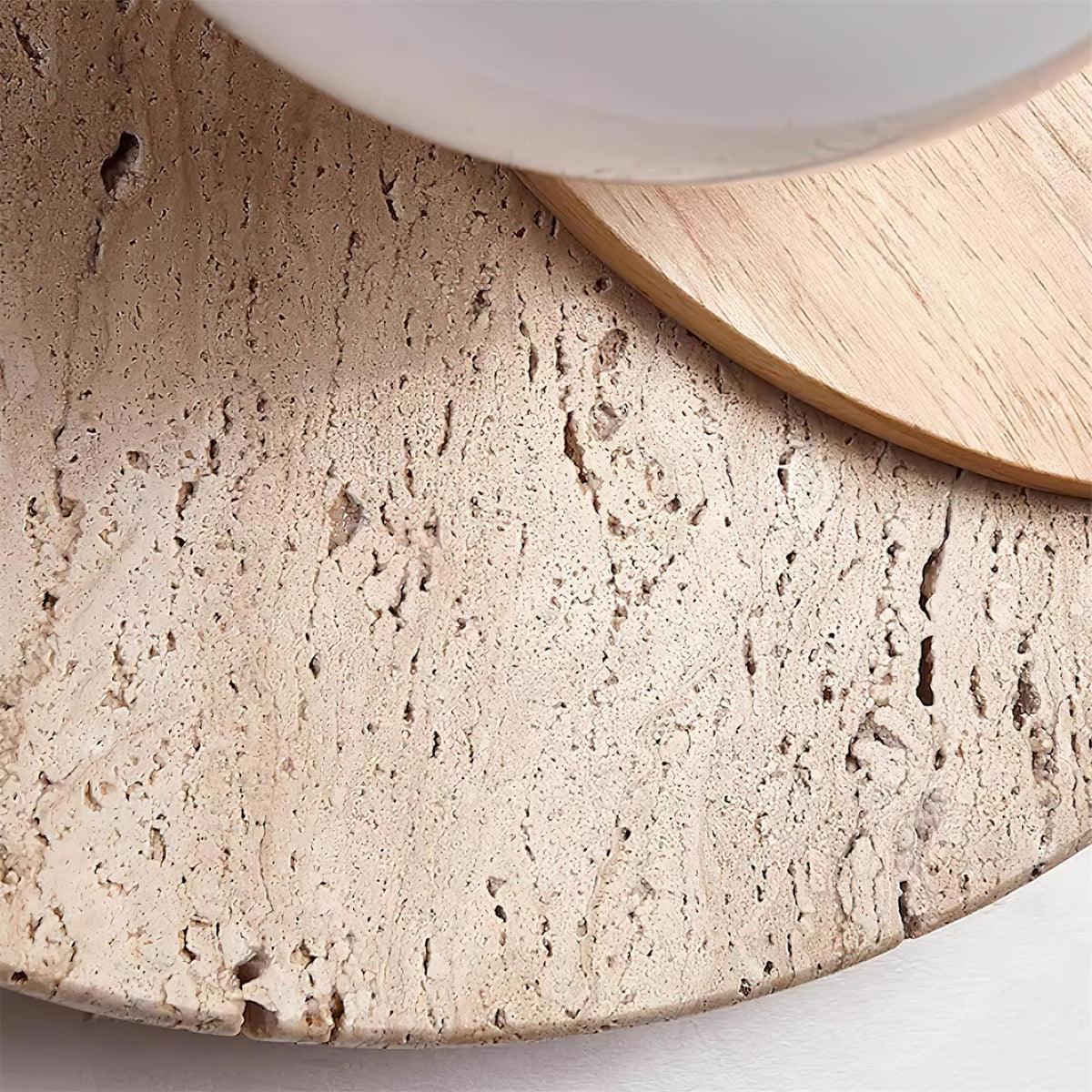 Modern Travertine and Glass Spherical Wall Sconce Minimalist Plug in Lighting