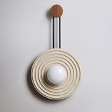 Modern Travertine Growth Ring Wall Sconce Wood and Glass Pendulum Style Indoor Light