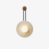 Modern Travertine Growth Ring Wall Sconce Wood and Glass Pendulum Style Indoor Light