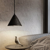 Modern Travertine Stone Halo Pendant Light Natural Marble Textured Hanging Lamp for Home Decor