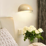 Modern Travertine Stone Wall Sconce Minimalist Half Dome Integrated LED Indoor Lighting