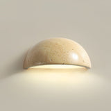Modern Travertine Stone Wall Sconce Minimalist Half Dome Integrated LED Indoor Lighting
