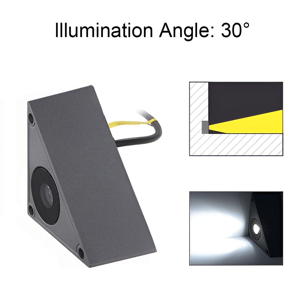 Modern Triangle LED Recessed Step Light Outdoor Waterproof IP65 Wall Mounted Stair Lamp for Pathway