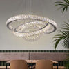 Modern Triple Circle Crystal Pendant Lighting Dimmable LED Silver Chandelier
