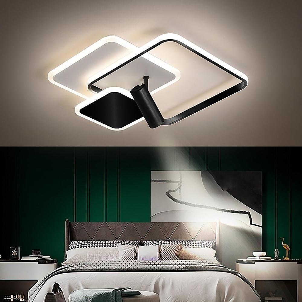 Modern Triple Square Metal LED Flush Mount Ceiling Light Fixture for Bedroom and Living Room