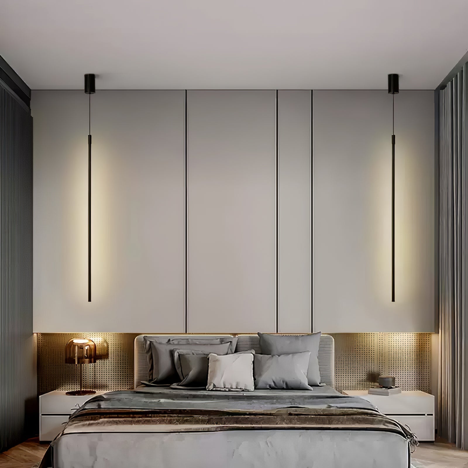 Modern Tubular LED Linear Pendant Light Minimalist Hanging Fixture for Dining Room and Kitchen Island