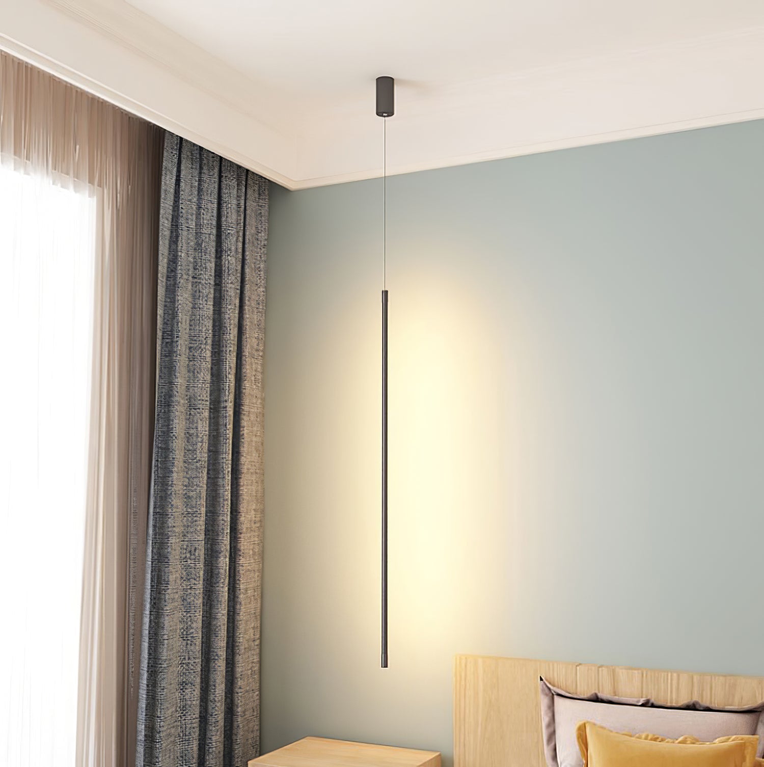 Modern Tubular LED Linear Pendant Light Minimalist Hanging Fixture for Dining Room and Kitchen Island