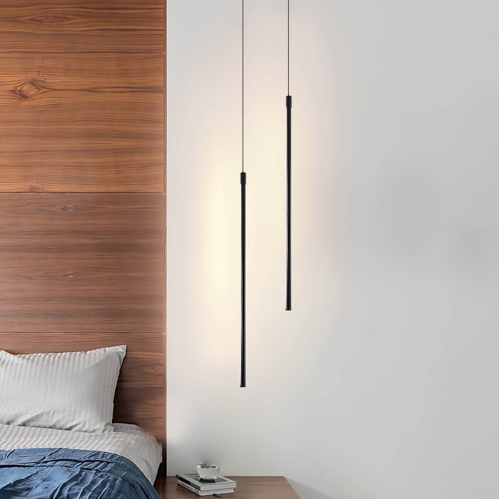 Modern Tubular LED Linear Pendant Light Minimalist Hanging Fixture for Dining Room and Kitchen Island