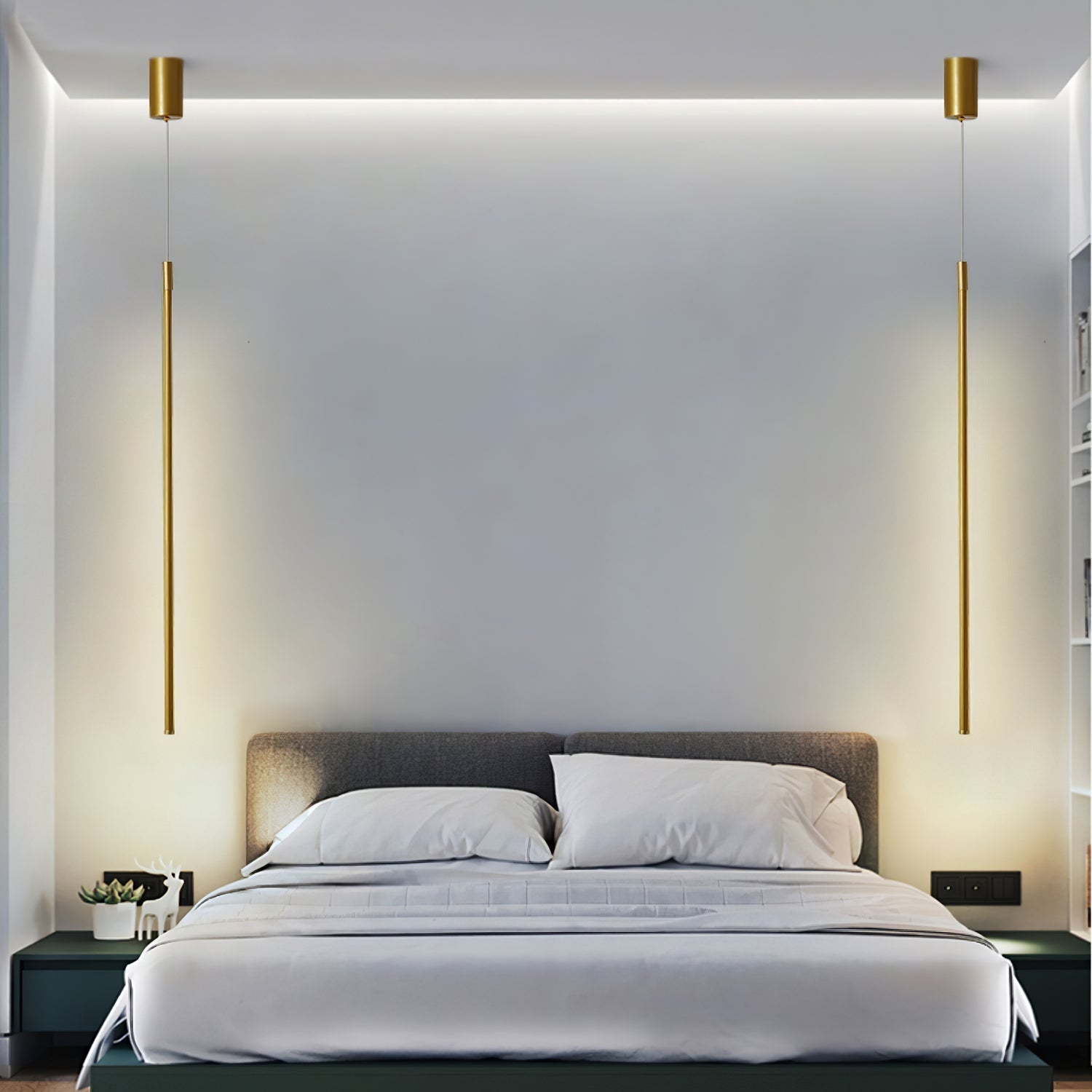 Modern Tubular LED Linear Pendant Light Minimalist Hanging Fixture for Dining Room and Kitchen Island