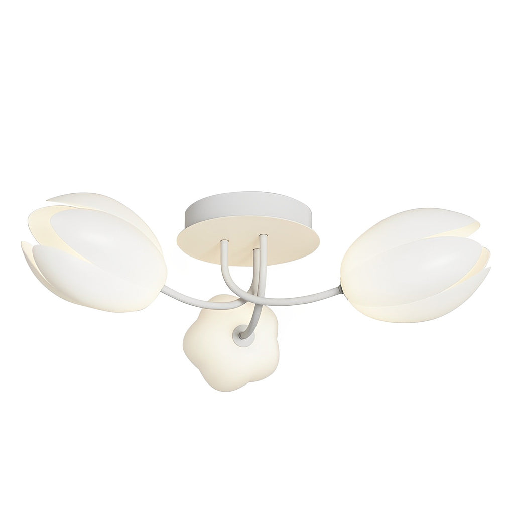 Modern Tulip Flower Design Flush Mount Ceiling Light White Minimalist Chandelier G9