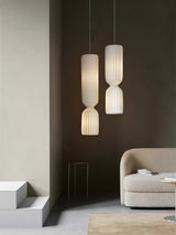 Modern Twist White LED Pendant Lamp Sculptural Asymmetrical Hanging Ceiling Light