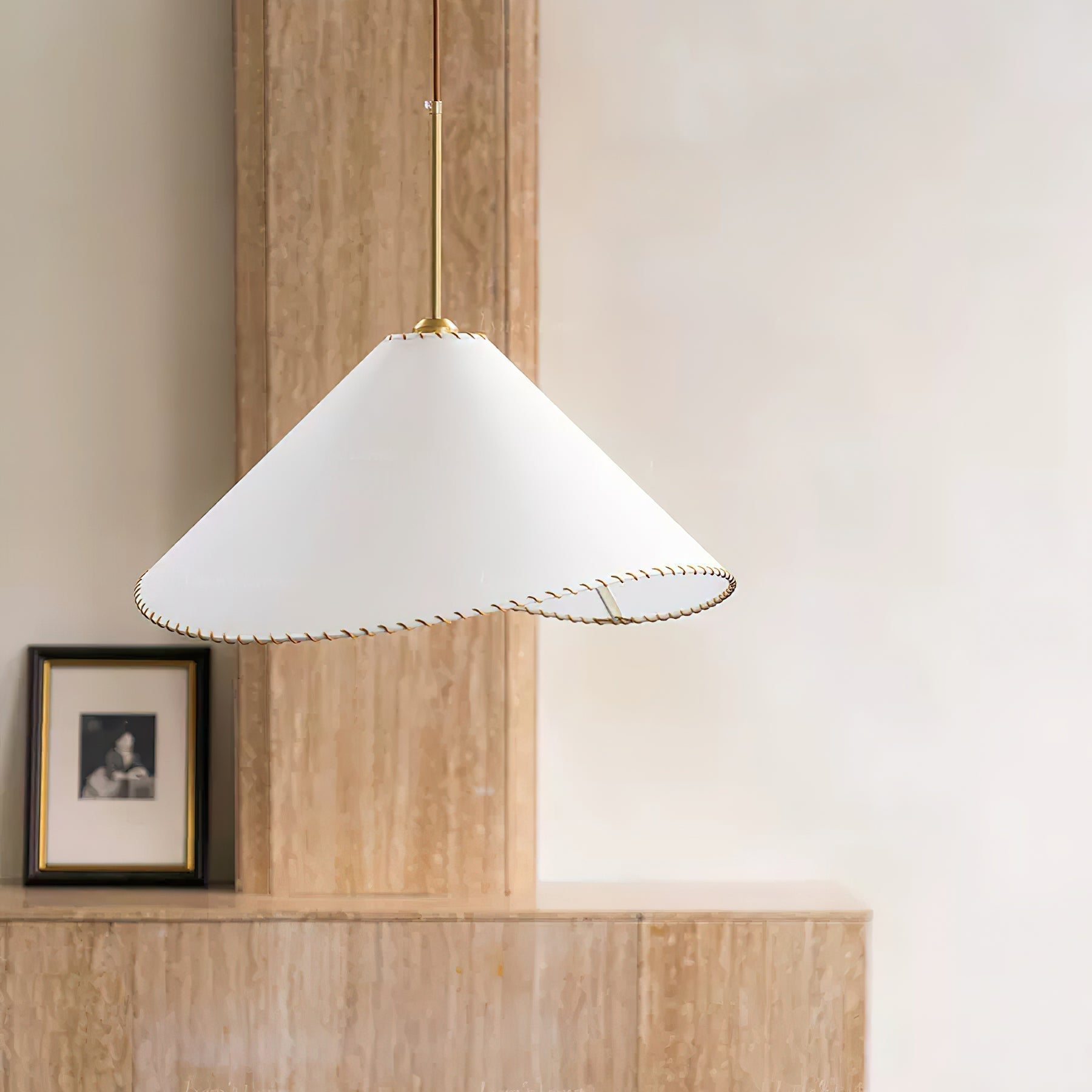 Modern Twisted White Fabric Shade Pendant Lamp Asymmetrical Minimalist Hanging Light