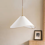 Modern Twisted White Fabric Shade Pendant Lamp Asymmetrical Minimalist Hanging Light