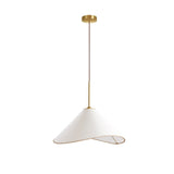 Modern Twisted White Fabric Shade Pendant Lamp Asymmetrical Minimalist Hanging Light