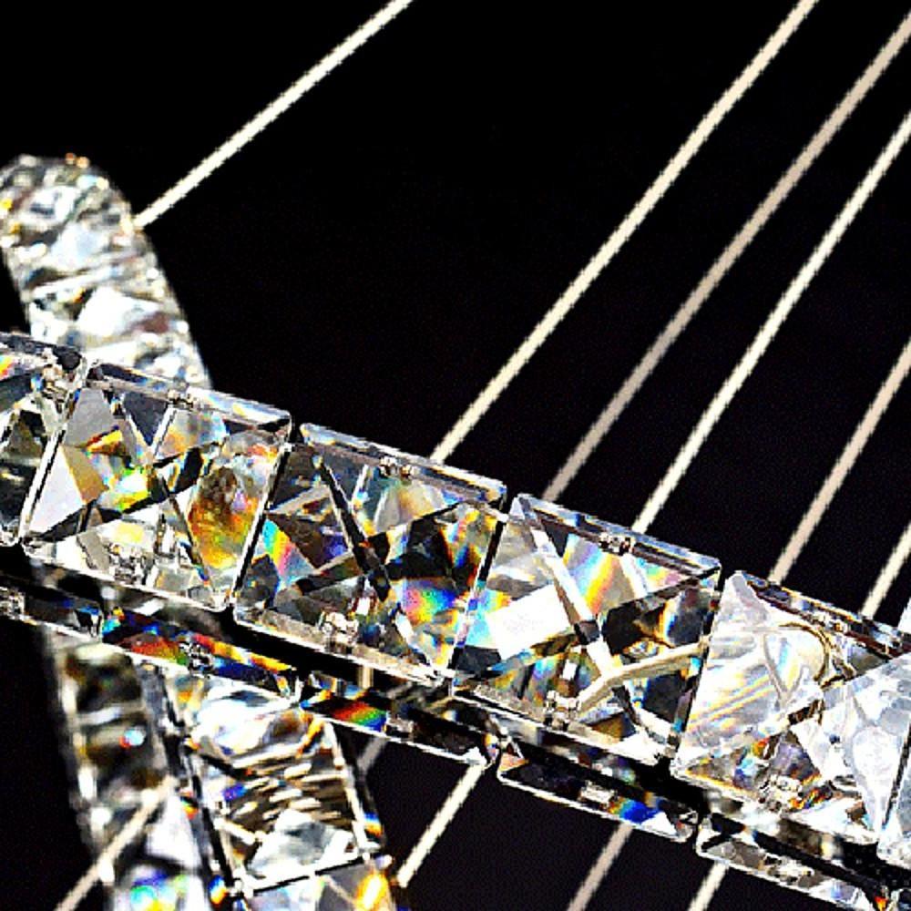 Modern Two Ring Encrusted Crystal Chandelier for Living Room with Elegant Uplight Effect