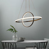 Modern Two Ring LED Chandelier Adjustable Circle Pendant Light for Kitchen Island