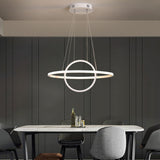 Modern Two Ring LED Chandelier Adjustable Circle Pendant Light for Kitchen Island