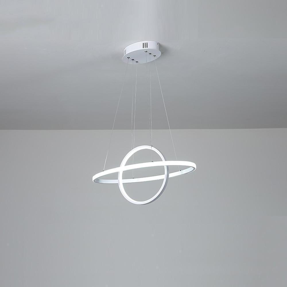 Modern Two Ring LED Chandelier Adjustable Circle Pendant Light for Kitchen Island