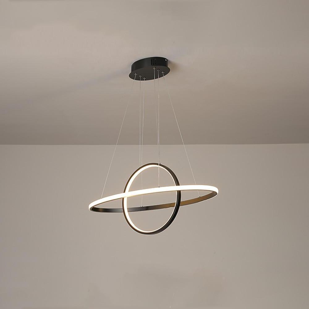 Modern Two Ring LED Chandelier Adjustable Circle Pendant Light for Kitchen Island