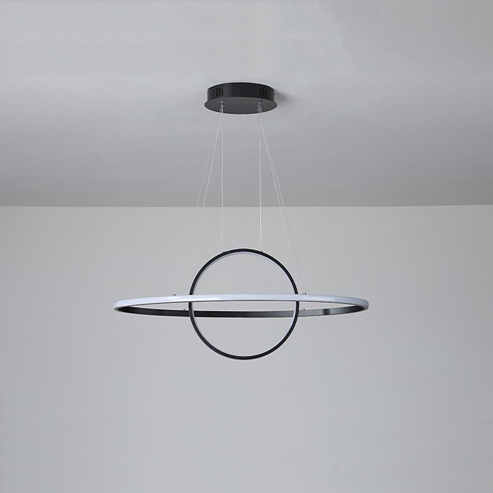 Modern Two Ring LED Chandelier Adjustable Circle Pendant Light for Kitchen Island