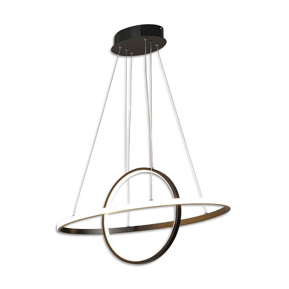 Modern Two Ring LED Chandelier Adjustable Circle Pendant Light for Kitchen Island