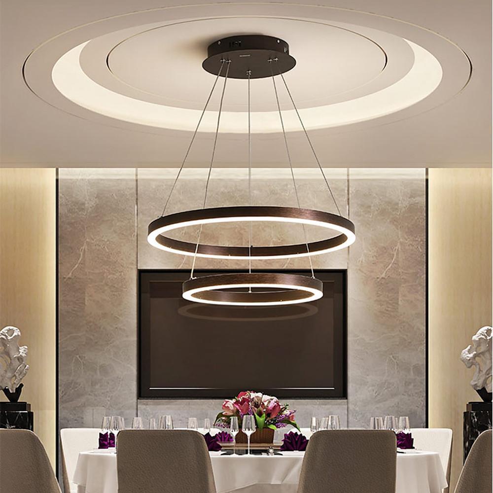 Modern Two Tier LED Circular Pendant Light Minimalist Ring Chandelier for Dining Room