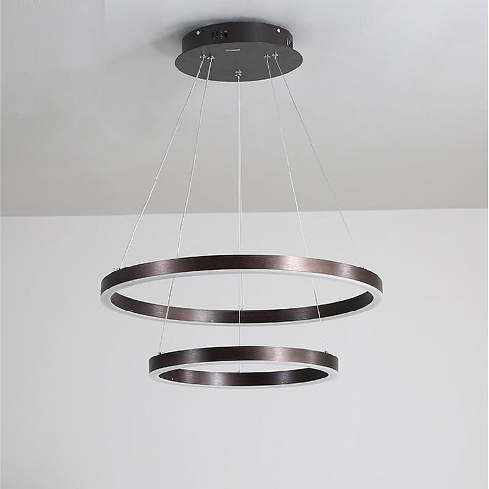 Modern Two Tier LED Circular Pendant Light Minimalist Ring Chandelier for Dining Room