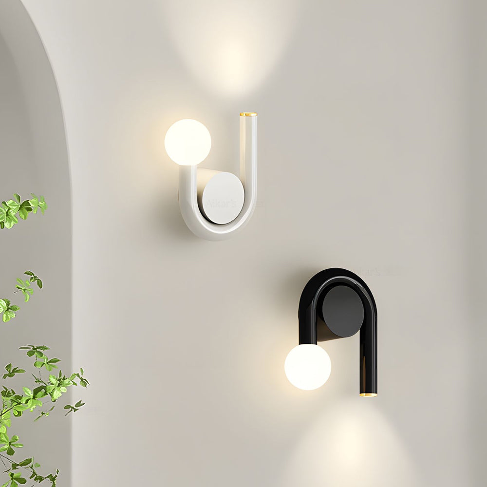 Modern U Shaped Arched 2 Light LED Wall Sconce Matte Black Bathroom Vanity Light Fixture