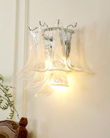 Modern U Shaped Glass Petal Wall Sconce in Chrome Finish for Living Room Bedroom