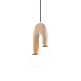 Modern U Shaped Resin Pendant Light with Opaline Glass Spheres and Gold Accents