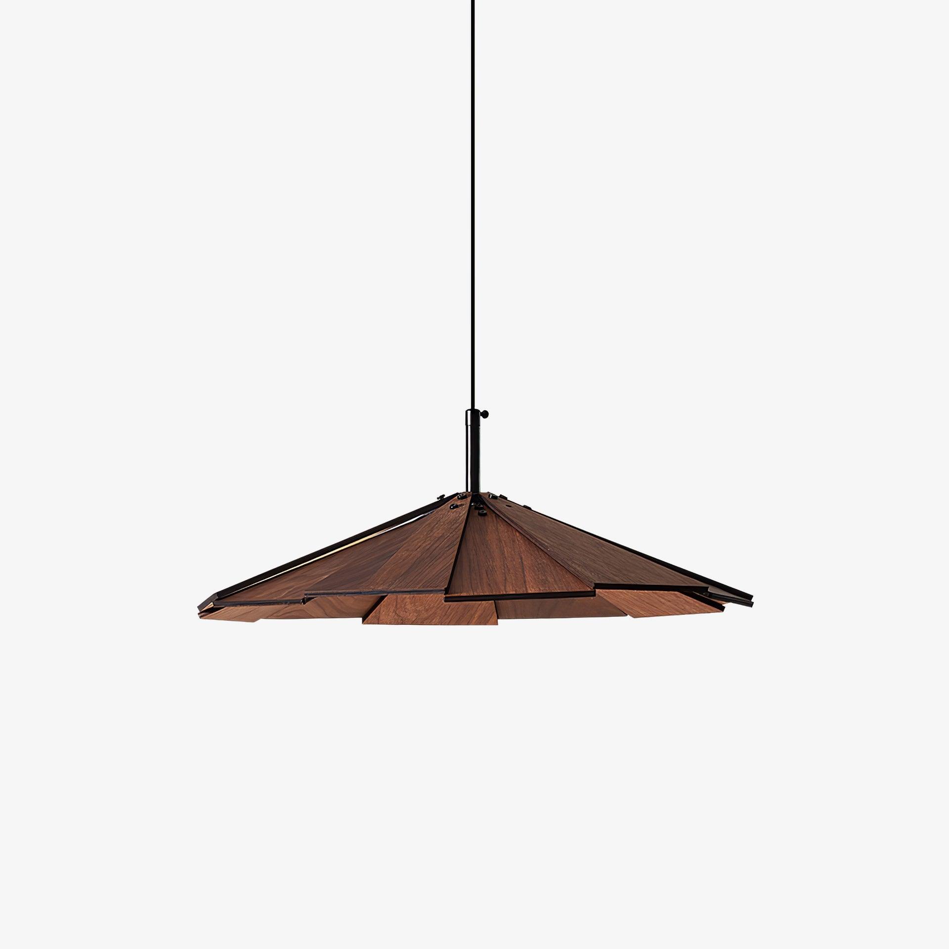 Modern Umbrella Shape Wooden LED Hanging Pendant Light for Dining Room