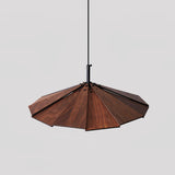 Modern Umbrella Shape Wooden LED Hanging Pendant Light for Dining Room