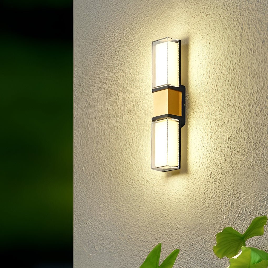 Modern Up and Down LED Outdoor Wall Sconce IP65 Waterproof Exterior Porch Light in Black and Gold